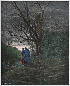 インフェルノ、カント1：彼女のオオカミが登場、ダンテアリギエーリ作「The Divine Comedy」（1885年）のイラスト 作： Gustave Dore