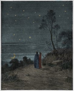 インフェルノ、カント2：1泊目の暗い空、ダンテアリギエーリ作「神の喜劇」（1885年）のイラスト 作： Gustave Dore