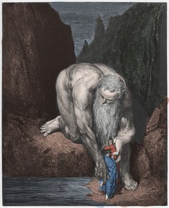 インフェルノ、カント31：巨大なアンテウス 作： Gustave Dore