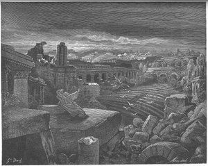 バビロンの破壊のイザヤのビジョン、1897 作： Gustave Dore