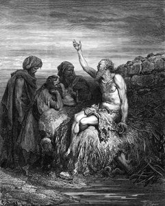 ヨブとその友人たち、ドレの彫刻。- 聖書 作： Gustave Dore