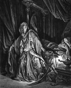 ホロフェルネスの首を切り落とそうとするジュディス、1866年 作： Gustave Dore