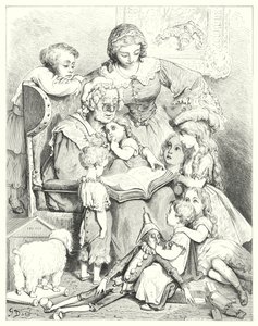 家族で物語を読む（彫刻 作： Gustave Dore
