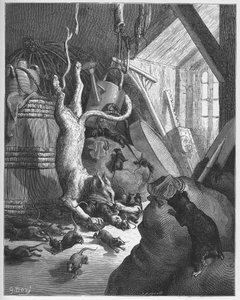 猫と老ネズミ-猫と老婆-ジャン・ド・ラ・フォンテーヌの「寓話」より 作： Gustave Dore