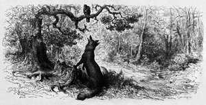 カラスとキツネ(彫刻) 作： Gustave Dore