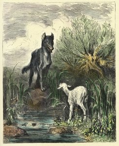 オオカミと子羊（1861-1868年のエングレーヴィング） 作： Gustave Dore