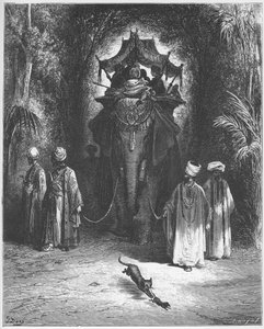 Jean de LaFontaineの「Fables」からのネズミと象-ラットとエレファント-