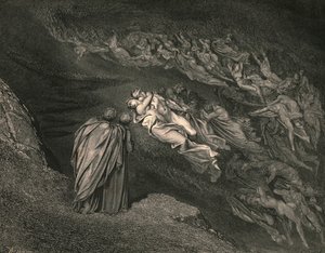 愛は私たちを死に至らせました：カイナは私たちの人生を分割した魂を待っています、c1890。 作： Gustave Dore