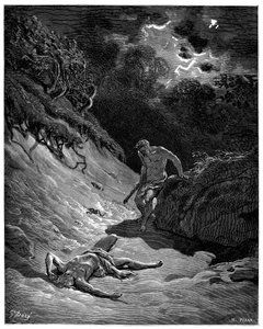 カインによるアベル殺害 - 『聖書』のためのギュスターヴ・ドーアの挿絵 作： Gustave Dore