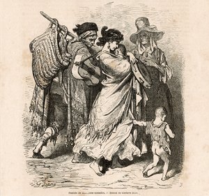 遊牧民の音楽家一家（エングレーヴィング） 作： Gustave Dore