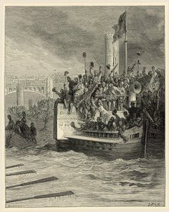 オックスフォードとケンブリッジのボートレース、パトニー 作： Gustave Dore