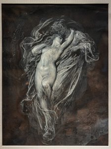 地獄のパオロとフランチェスカ・ダ・リミニ 1861年以前 （褐色画用紙、水墨画、白テンペラ） 作： Gustave Dore