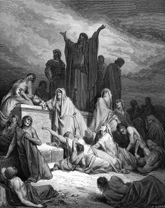 エルサレムの疫病、ドレのエングレーヴィング。- 聖書 作： Gustave Dore