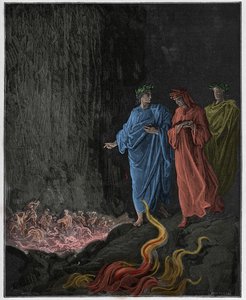 プルガトリオ、カント25：第7サークルの詩人、ダンテアリギエーリ作「The Divine Comedy」（1885年）のイラスト 作： Gustave Dore