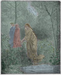 プルガトリオ、カント27：ダンテの牧草地でのリアの夢、ダンテアリギエーリ作「The Divine Comedy」（1885年）のイラスト 作： Gustave Dore