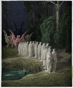 プルガトリオ、カント29：終末論的な行列の24人の長老、ダンテアリギエーリ作「The Divine Comedy」（1885年）のイラスト 作： Gustave Dore