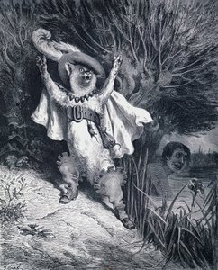 シャルル・ペロー（1628-1703）の童話にギュスターヴ・ドーア（1832-1883）が描いた「長靴をはいた猫」。