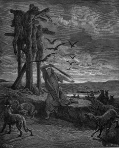 リズパ、サウル王の側室、1866 年 作： Gustave Dore