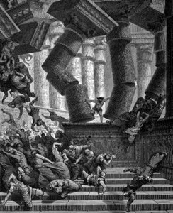 ダゴン神殿を破壊するサムソン、1866 年 作： Gustave Dore