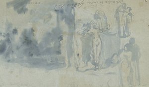 女性のヌードを含む人々のスケッチ 作： Gustave Dore