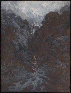 アストラト城に近づくランスロット卿 作： Gustave Dore