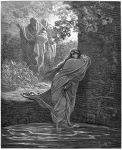 風呂に入るシュザンヌ：ギュスターヴ・ドーレ（1832-1883）による『聖書』の挿絵 作： Gustave Dore