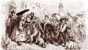 ボロボロのキホーテが家に到着 ミゲル・デ・セルバンテス (1547-1616) による「L