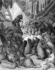 アントワーヌヴァレリーベルトラン（b.1823）c.1868によって刻まれたラフォンテーヌの寓話のネズミによって開催された評議会 作： Gustave Dore