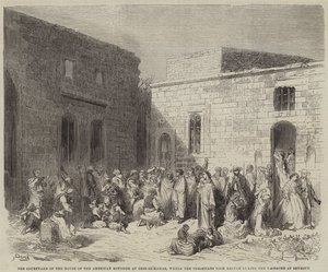 クリスチャンが行ったディールエルカマルのアメリカ大臣邸の中庭 作： Gustave Dore