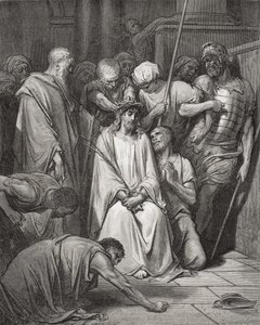 いばらの冠、ドアの「聖書」のイラスト、パンネメーカーによって刻まれた、1866 作： Gustave Dore