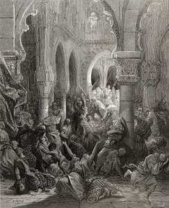 十字軍はカエサレアの住民を虐殺し、イラストはJFの「Bibliotheque des Croisades」から。ミショー、1877 作： Gustave Dore