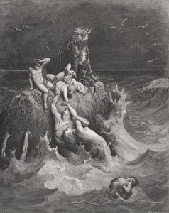 1866年、パンネメーカーによって刻まれたドレの「聖書」のイラスト、大洪水 作： Gustave Dore
