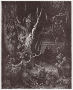神曲』『インフェルノ』第13番「自殺者の森のハーピー」 - ダンテ・アリギエリ（1265-1321）作 - ギュスターヴ・ドーア（1832-1883）画 作： Gustave Dore