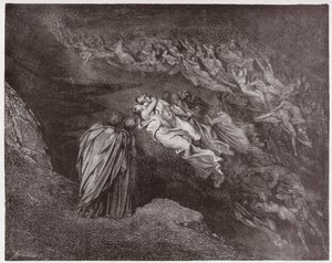 神曲』地獄篇 第5番 フランチェスカの魂がダンテに語りかける - ダンテ・アリギエリ（1265-1321）作 - ギュスターヴ・ドーア（1832-1883）絵 作： Gustave Dore