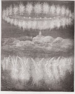 神曲』（La Divina Commedia, La Divine Comedie）、『パラダイス』、カント12：太陽の中の栄光ある魂の輪 - ダンテ・アリギエリ（1265-1321）作 - ギュスターヴ・ドーア（1832-1883）絵 作： Gustave Dore