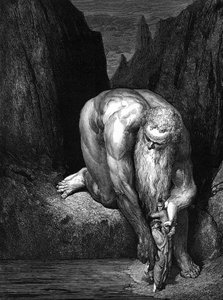 ダンテの『神曲』：巨人アンタエウス。 作： Gustave Dore