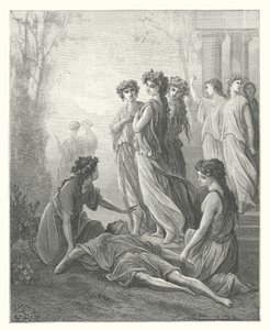 ラ・フォンテーヌの寓話ダフニスとアルキマドゥーラ（エングレーヴィング） 作： Gustave Dore