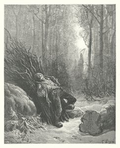 ラ・フォンテーヌの寓話死と木こり（エングレーヴィング） 作： Gustave Dore