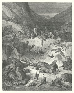 ラ・フォンテーヌの寓話ペストに冒された動物たち（エングレーヴィング） 作： Gustave Dore