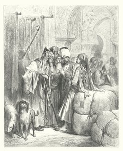 ラ・フォンテーヌの寓話：バショウと商人（エングレーヴィング） 作： Gustave Dore