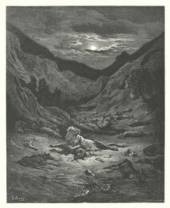 ラ・フォンテーヌの寓話ライオン（エングレーヴィング） 作： Gustave Dore