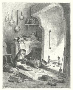 ラ・フォンテーヌの寓話猿と猫（エングレーヴィング） 作： Gustave Dore
