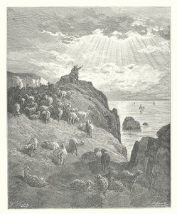 ラ・フォンテーヌの寓話羊飼いと海（エングレーヴィング） 作： Gustave Dore