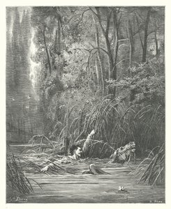 ラ・フォンテーヌの寓話：激流と川（エングレーヴィング） 作： Gustave Dore