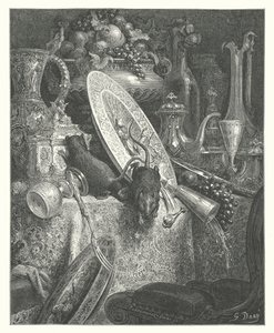 ラ・フォンテーヌの寓話：町のネズミと田舎のネズミ（エングレーヴィング） 作： Gustave Dore