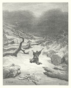 ラ・フォンテーヌの寓話：木こりと水星（エングレーヴィング） 作： Gustave Dore