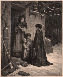 グラスホッパーとアリ、ジャンドラフォンテーヌの寓話のイラスト 作： Gustave Dore