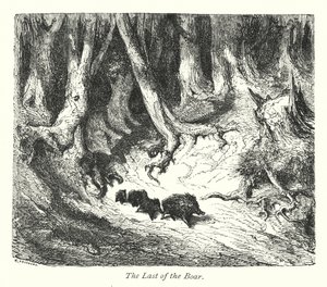 イノシシの最後（エングレーヴィング） 作： Gustave Dore