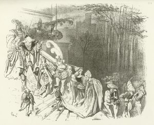 城の主と女性。 16世紀初頭（グラビア） 作： Gustave Dore