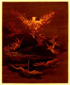 ビジョンオブザシックスヘブン、「The Dore Gallery」のイラスト、Stephane Pannemaker（1847-1930）によって彫刻、c.1890（デジタル強化画像） 作： Gustave Dore